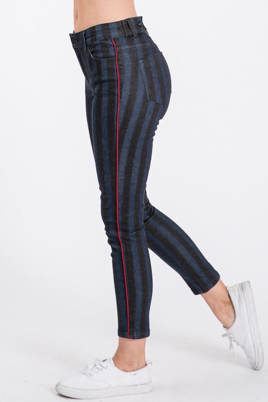 DARK TRIPED CROPPED SKINNY JEAN