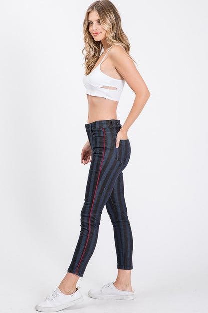 DARK TRIPED CROPPED SKINNY JEAN