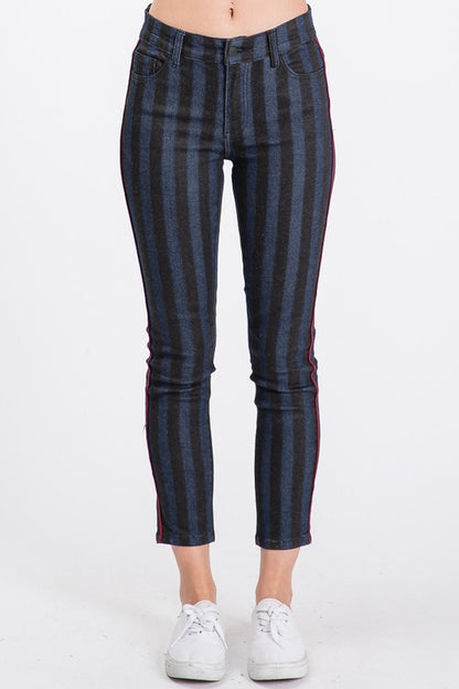 DARK TRIPED CROPPED SKINNY JEAN