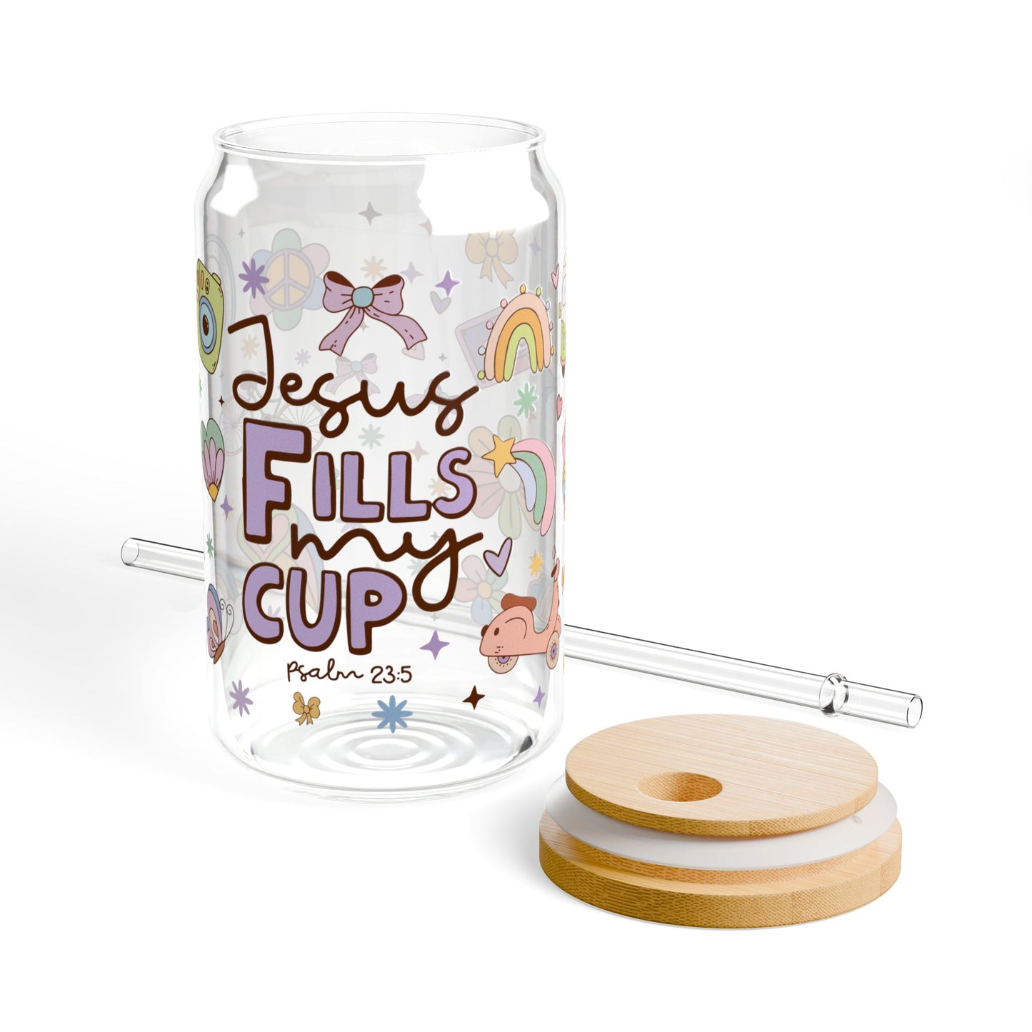 Jesus Fills My Cup Sipper Glass, 16oz