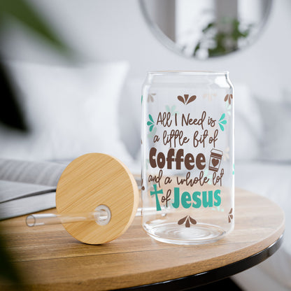 Jesus & Coffee Sipper Glass, 16oz