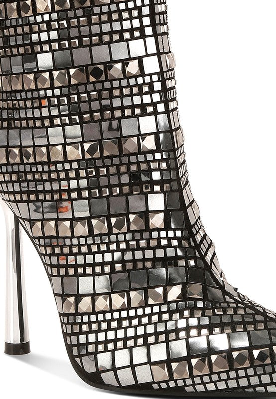 Extravagance Mirror Embellished Stiletto Boots