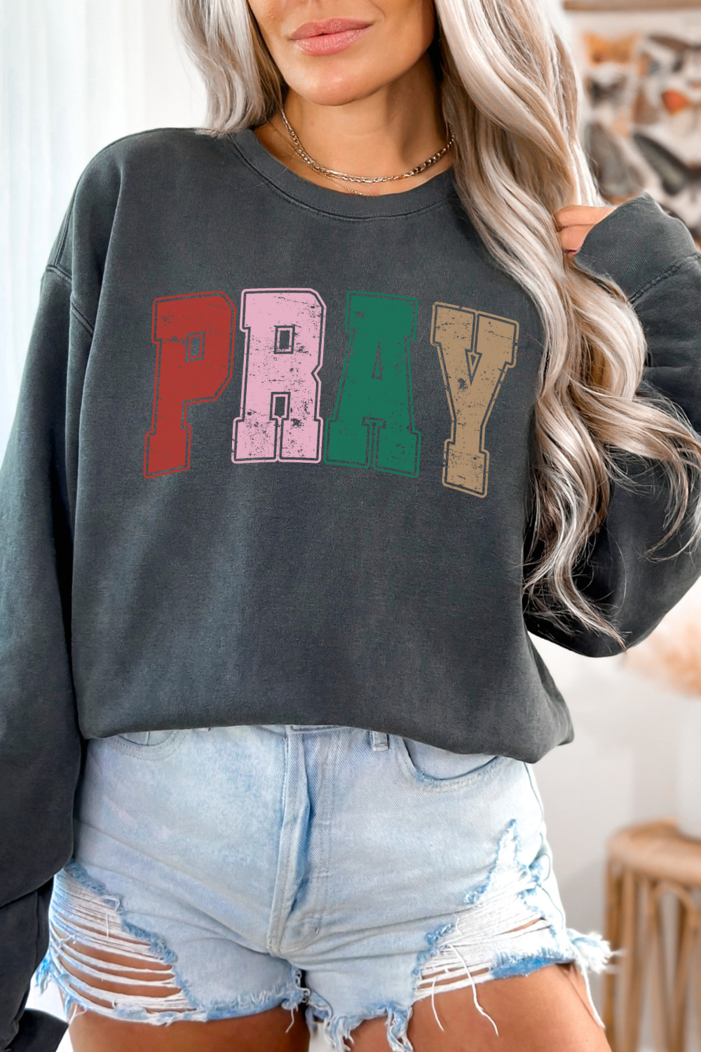 Comfort Colors Varsity Pray Sweatshirt