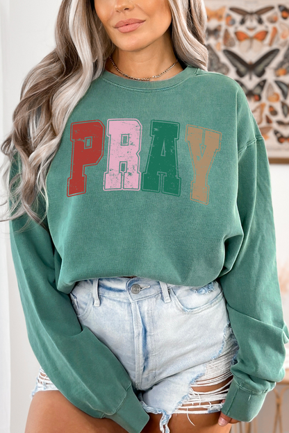 Comfort Colors Varsity Pray Sweatshirt