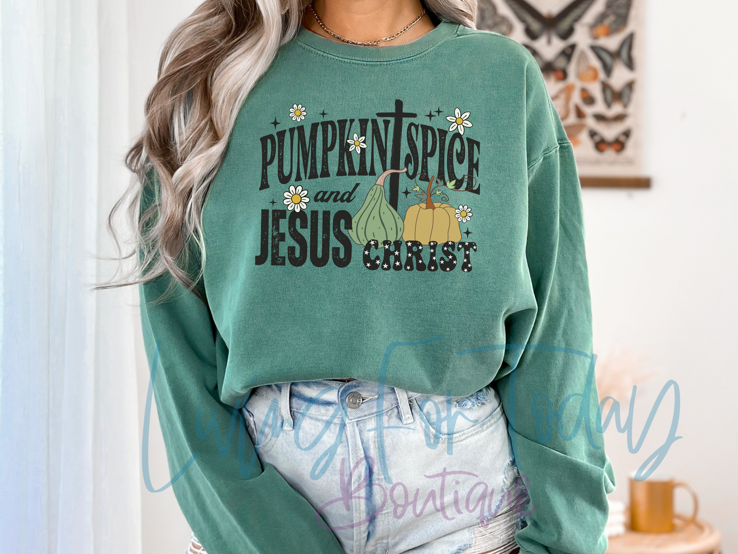 Comfort Color Pumpkin Spice & Jesus Christ Sweatshirt