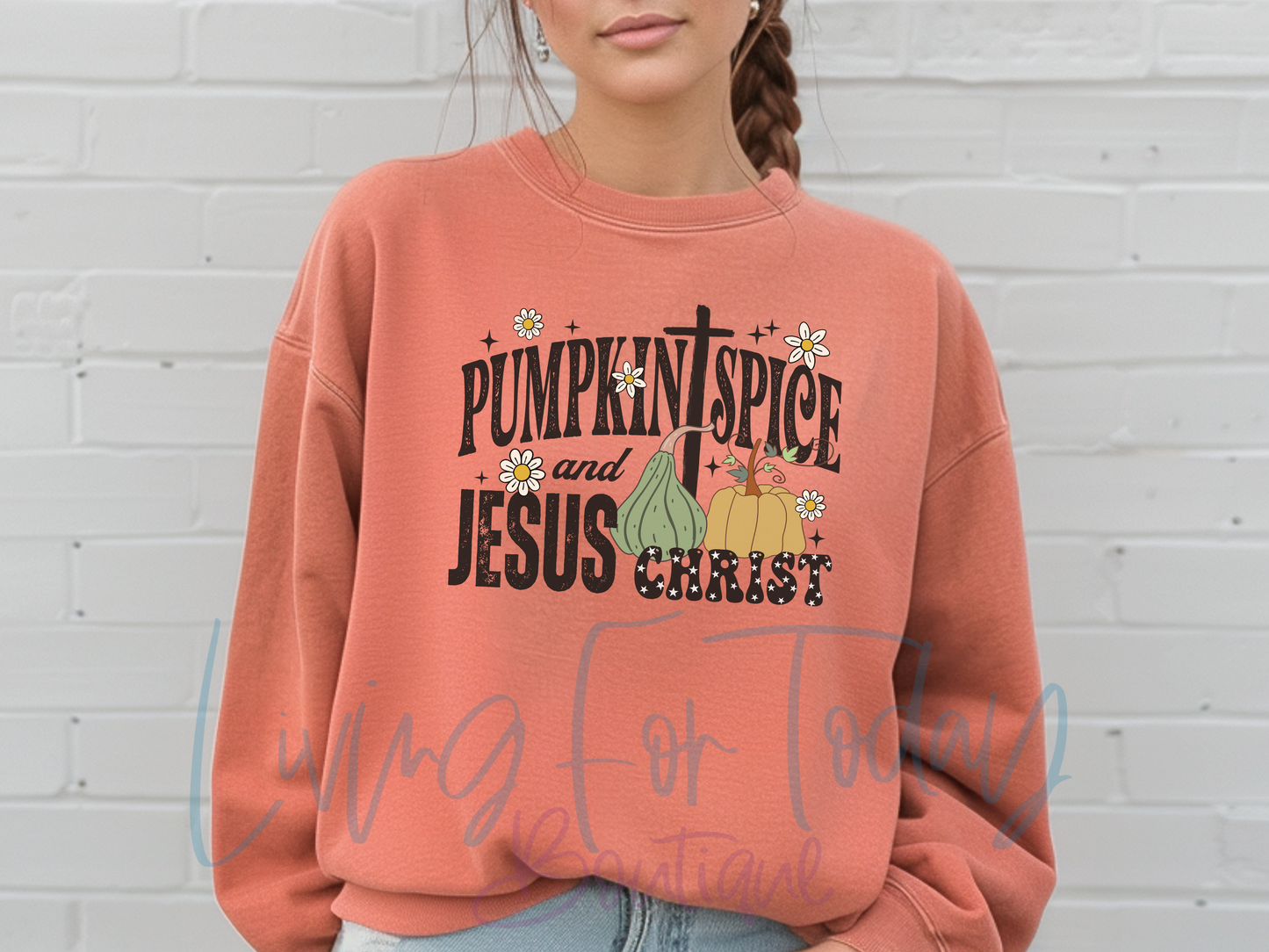 Comfort Color Pumpkin Spice & Jesus Christ Sweatshirt