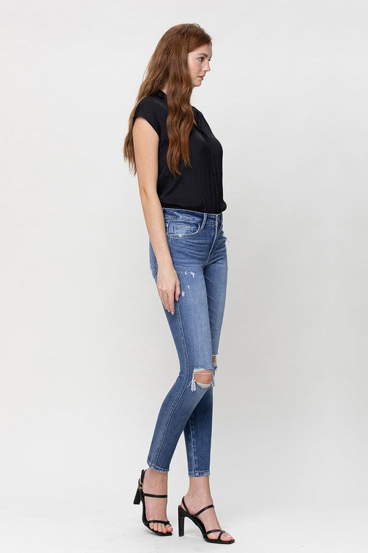 DISTTRESSED MID RISE ANKLE SKINNY