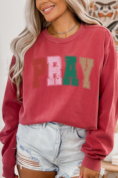 Comfort Colors Varsity Pray Sweatshirt