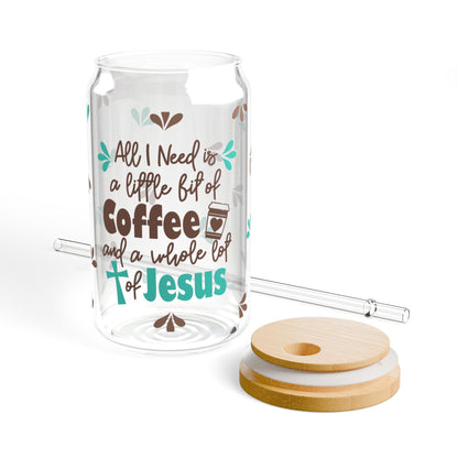 Jesus & Coffee Sipper Glass, 16oz