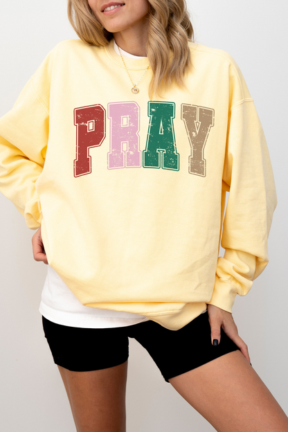 Comfort Colors Varsity Pray Sweatshirt