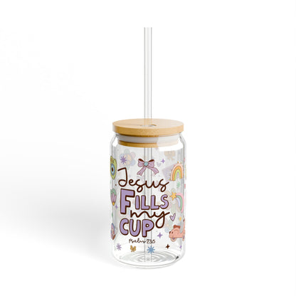 Jesus Fills My Cup Sipper Glass, 16oz