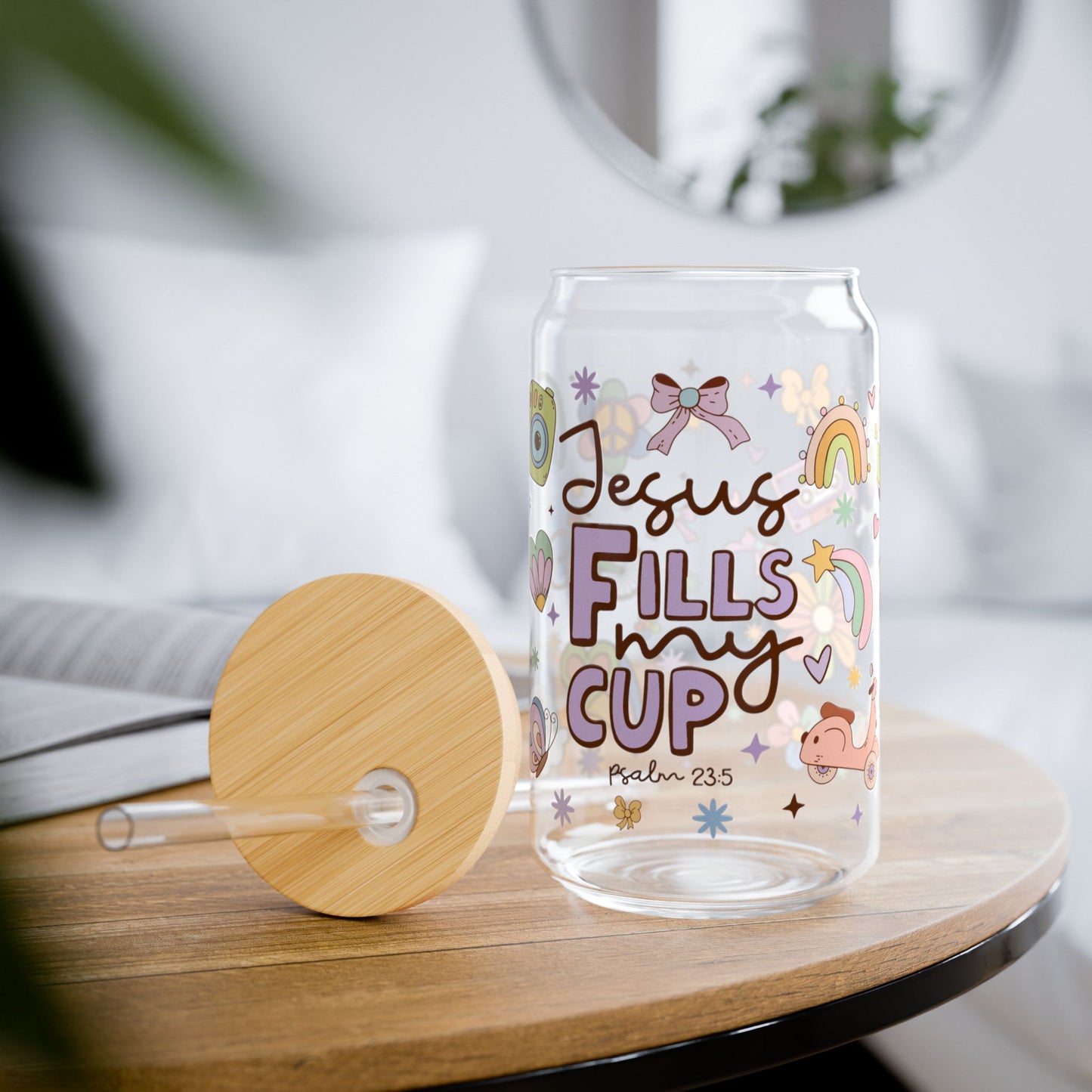 Jesus Fills My Cup Sipper Glass, 16oz