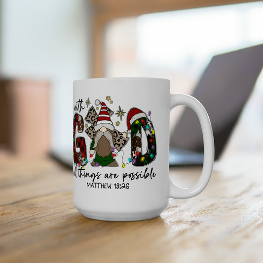 Retro Christian Christmas Mug, With God All Things Are Possible Mug, Godly Christmas Coffee Mug, Christmas Season, Christmas Vibes