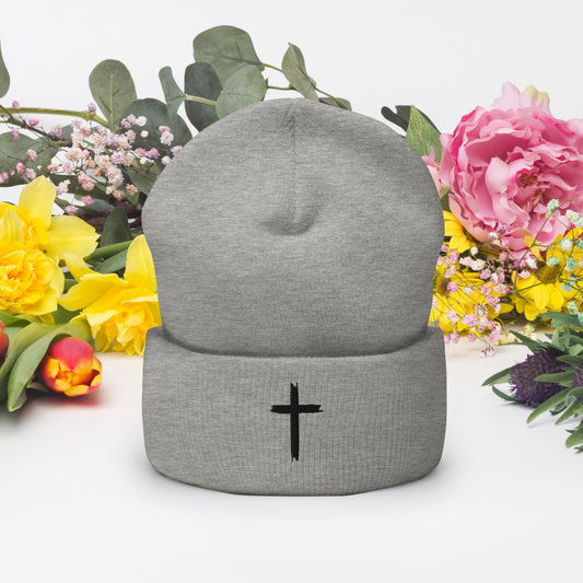 Embroided Cross Beanie