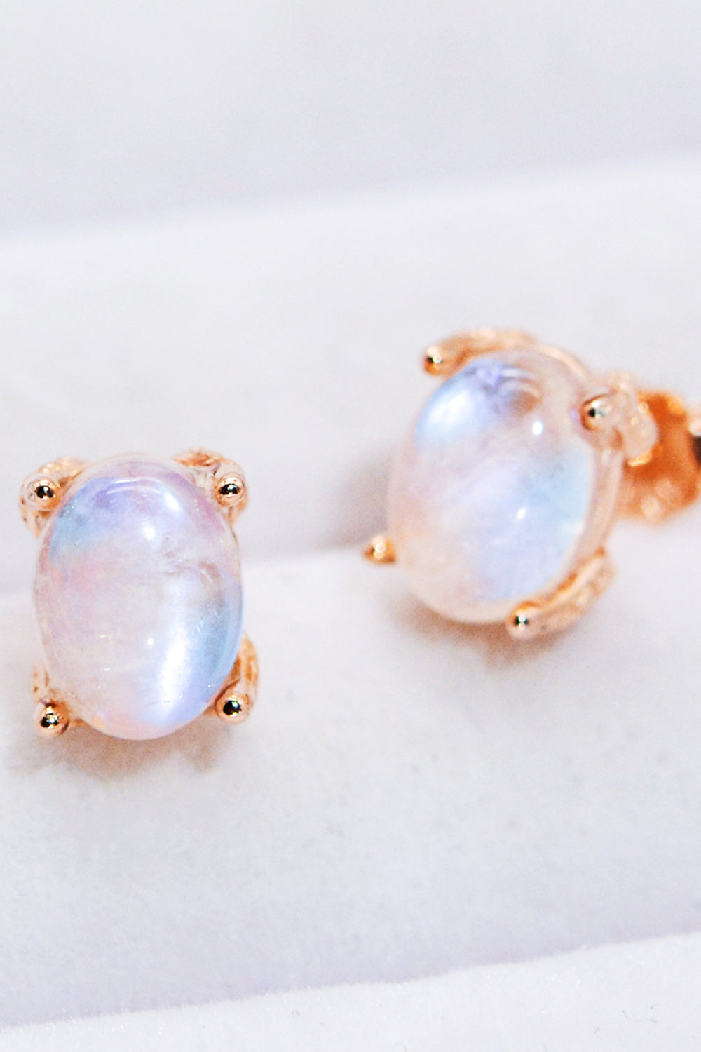 Natural Moonstone 4-Prong Stud Earrings