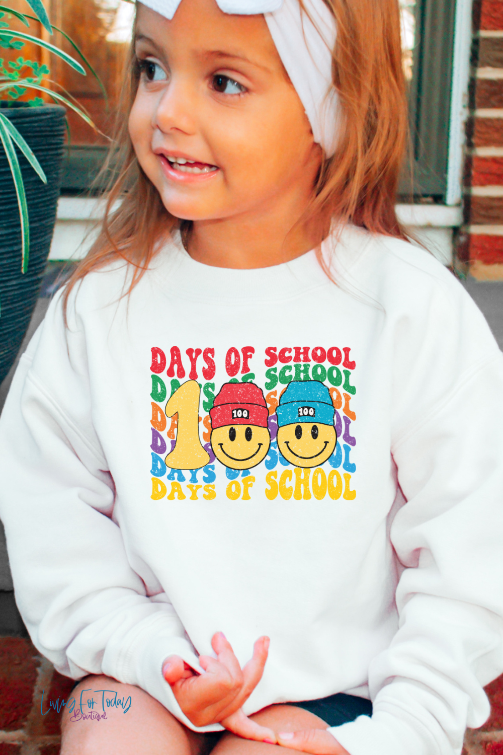 Beanie Smile Face 100 Days of School Sweatshirt