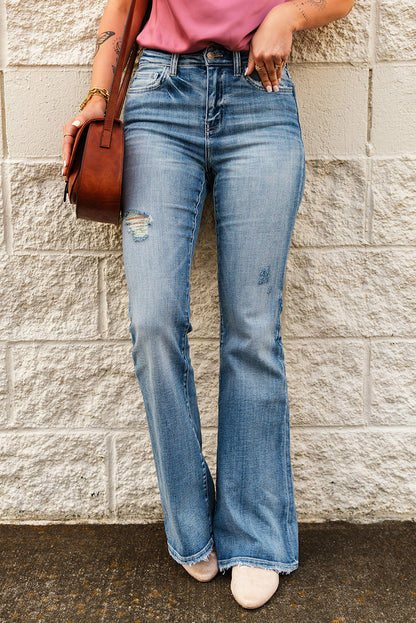 Elizabeth High-Rise Waist Distressed Flare Jeans