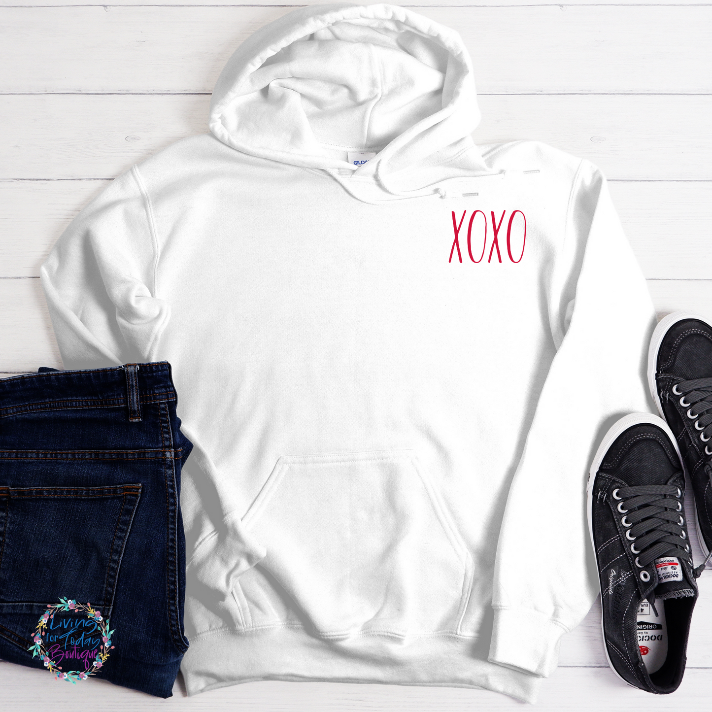 Red Embroided XOXO Hoodie