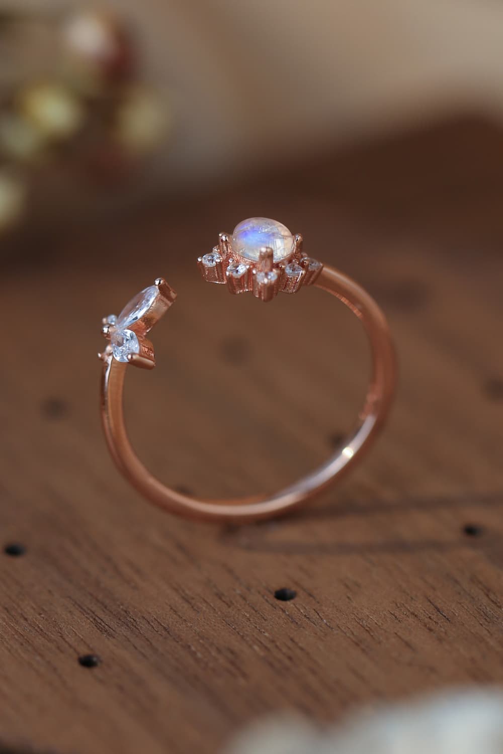 Moonstone 18K Rose Gold-Plated Open Ring