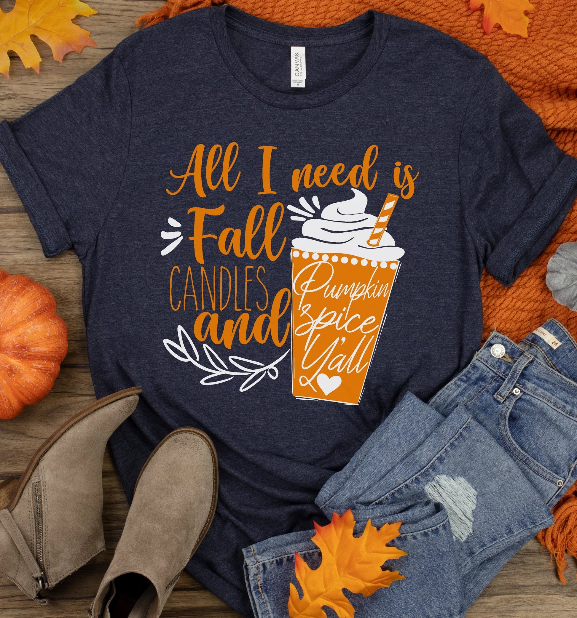 Fall, Candles, and Pumpkin Spice Graphic Tee