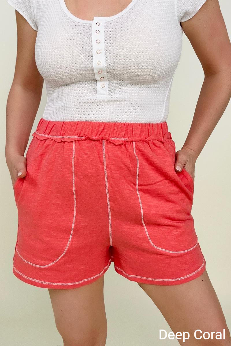 Contrast Stich Shorts with Pockets