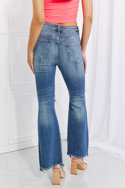 RISEN Hazel High Rise Distressed Flare Jeans