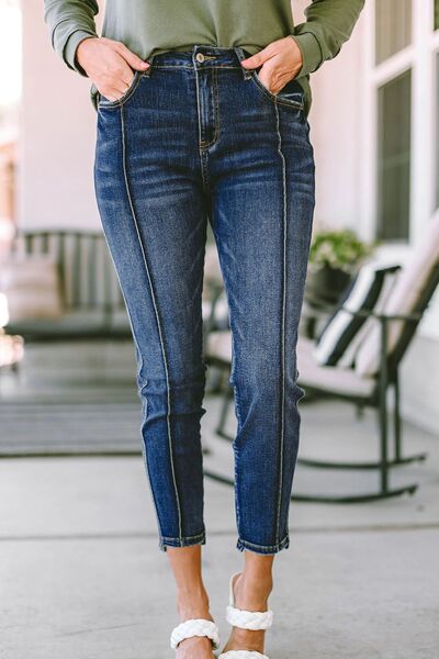 Slim Cropped Jeans with Pockets