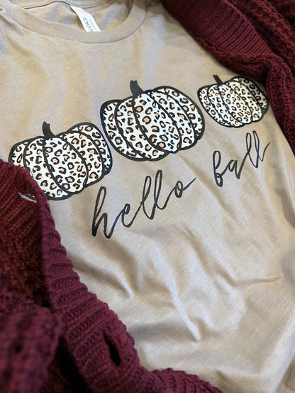 Hello Fall Leopard Pumpkins Graphic Tee