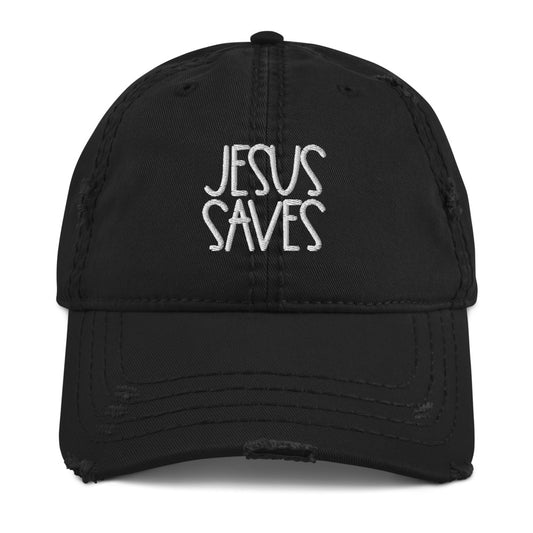 Jesus Saves Distressed Dad Hat