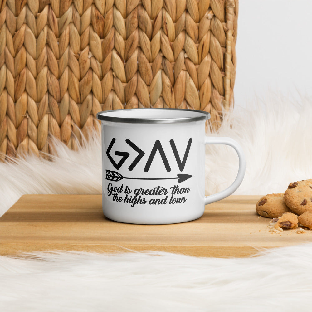 God is Greater Enamel Coffee Mug