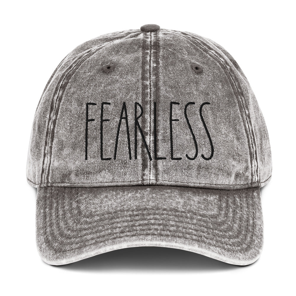 Fearless Vintage Cotton Twill Cap, 3D Puff Embroidery Hat