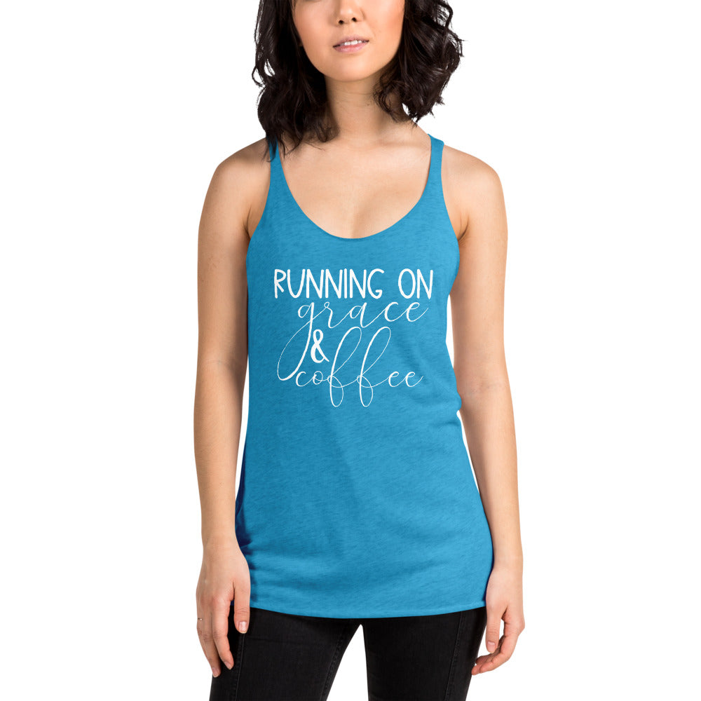 Running on Grace and Coffee Women's Racerback Tank